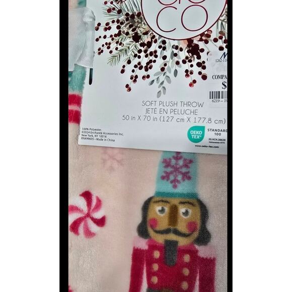 Deco Christmas Nutcracker Pink Plush Throw 50x70 NWT - Picture 2 of 4